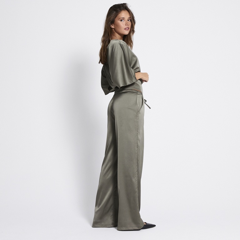Satin pants "Ashley" Army Green